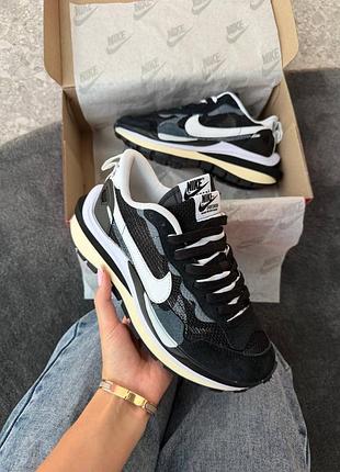 Кроссовки nike x sacai vaporwaffle black white арт 0436