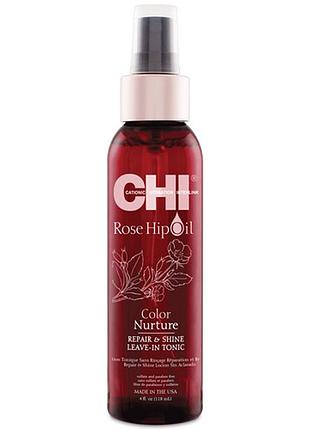 Несмываемый спрей-тоник для восстановления и придания блеска chi rose hip repair and shine leave-in tonic