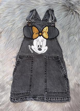 Супер крутий стильний джинсовий сарафан minnie mouse на дівчинку 3/4р f&f