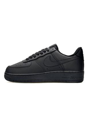 Кроссовки женские nike air force 1, черные кожаные кроссовки найк, демисезонные