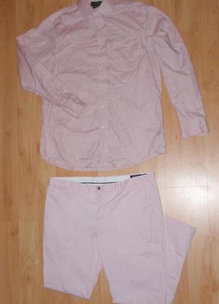 Рожевий чоловічий костюм/комплект polo ralph lauren cotton штани/штани/чиноси +сорочка original xl-xxl (2xl) barbour ea7