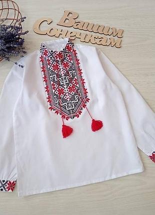 Вишиванка артем з червоною вишивкою для хлопчиків