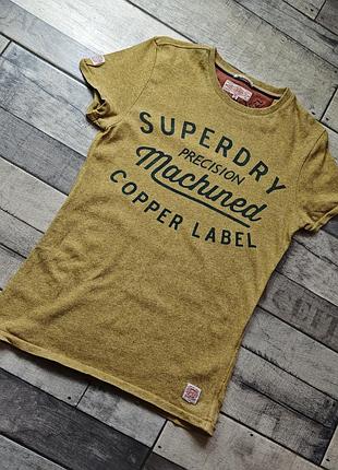 Мужская горчичная меланжевая футболка superdry размер s