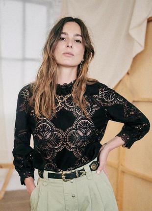 Sezane коттоновая кружевная  блузка