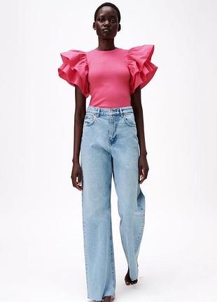 Женский яркий боди в рубчик zara