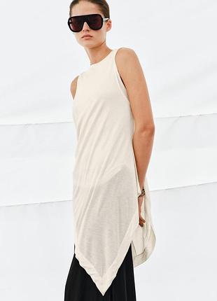 Zara double effect flowing top в нежном желтовато-белом оттенке (oyster-white) размер m, s