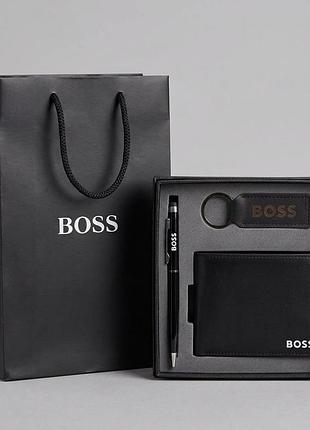 Чоловічий гаманець boss в подарунковій коробці (7705-3)