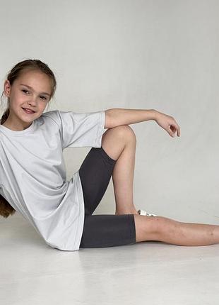 Велосипедки для девочки трикотажные серые темные смайл тайм smiletime basic sport 134