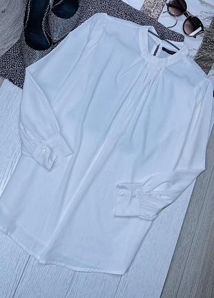 Молочно біла блуза zara m класична блуза прямого крою базова блуза пряма блуза зара