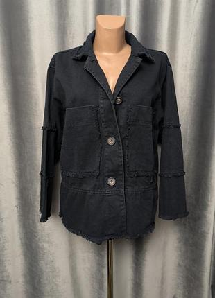 Стильная коттоновая оверсайз куртка джинсовка - zara с накладными карманами