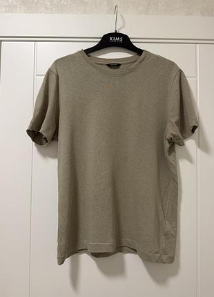 Нова.футболка льняна чоловіча хакі m l massimo dutti linen cotton