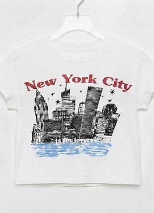 Укорочена футболка bershka «new york city»