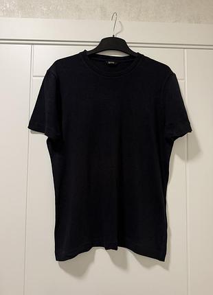 Льняна синя футболка від massimo dutti linen cotton blend m l