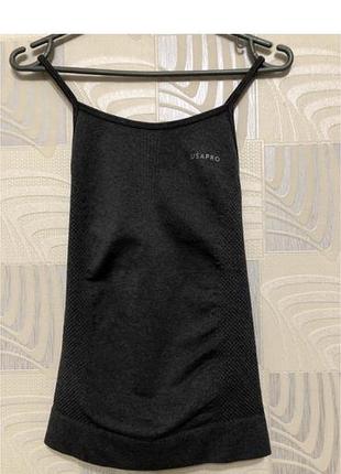 Нова спортивна майка топік usa pro seamless vest charcoal сіра оригінал роз. xs / 8
