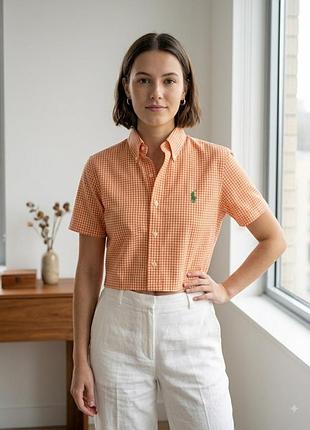 Трендова вкорочена сорочка polo ralph lauren у клітинку vichy / gingha
