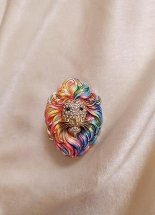 Різнобарвна брошка знак зодіаку лев 🦁