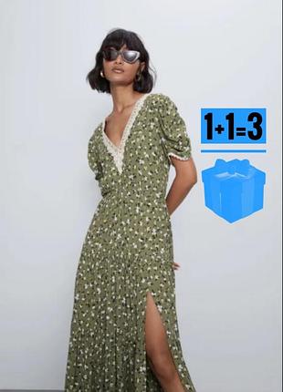 Сукня zara в квітковий принт з мереживом
