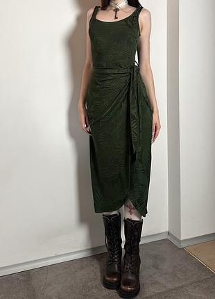 Жіноча зелена сукня плаття на запах в тропічний принт літня mango vintage вінтаж