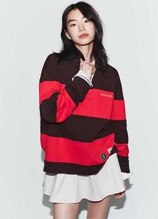 Джемпер поло у смужку оверсайз від zara