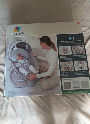 Заколисуючий центр шезлонг 4 в 1 mastela 8114 beige grey (сіро-бежевий) для новонароджених
