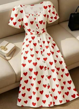 Сукня в сердечки з поясом shein xl