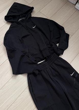 Чорний спортивний костюм на мікрофлісі худі штани nike оригінал