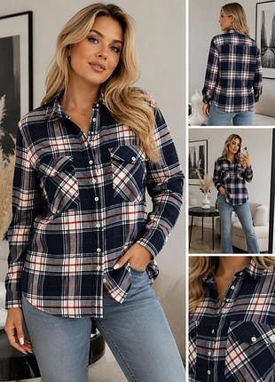 Жіноча бавовняна сорочка peacocks у клітинку, uk 22 / eu 50, xl–xxl