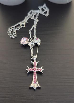 Хрестик chrome hearts рожевий