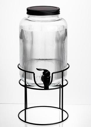 Лимонадниця скляна 3.8 л на високій металевій підставці з краником yiwu hp-34-53