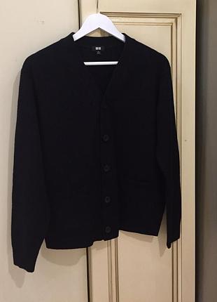 Новий.кардиган з вовни uniqlo 100% wool thick knit cardigan with pockets  navy оригінал.зі свіжих колекцій