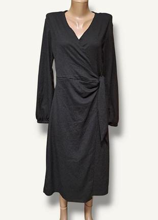 Чорна сукня на запах з довгими рукавами h&m