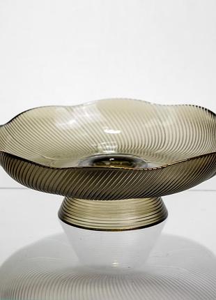 Фруктовница на ножке стеклянная 23 см круглая yiwu hp-34-116