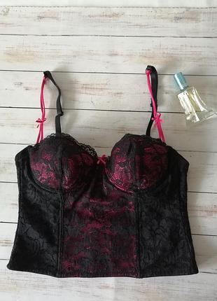 Мереживний корсетний топ/бюстьє new look 70(b) з рожевою підкладкою