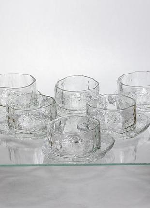 Набір піал з блюдцями скляні gold rimmed 200 мл фактурних yiwu hp-34-93