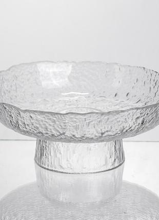 Фруктовница на ножке ice textured 20 см с ледяной текстурой стекла yiwu hp-34-89