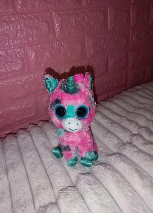 Мягкая игрушка единорог ty beanie boos розовый с блестками