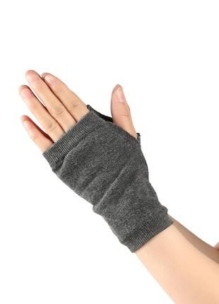 Митенки короткие без пальцев однотонные хлопковые темно-серые one size 6232 длина 15 см нарукавники короткие с отверстием для большого пальца
