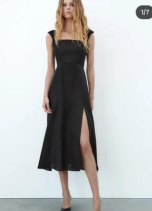 Сукня міді з льону від zara.