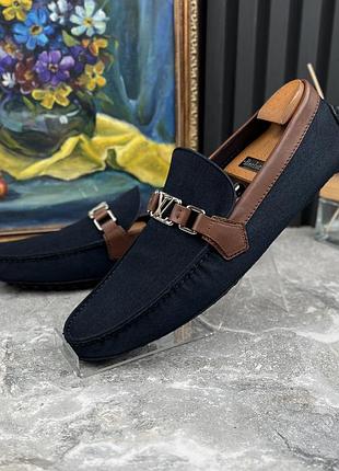 Louis vuitton hockenheim damier driving moccasin чеевые туфли мкасины джинс оригинал 47 eur