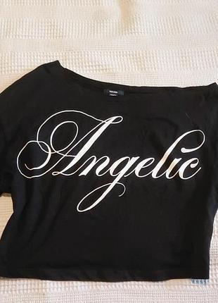 Трендова футболка на одне плече angelic vintage