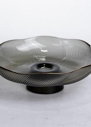 Фруктовница на ножке стеклянная 18 см круглая yiwu hp-34-115