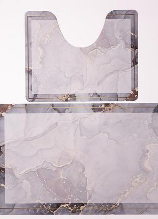 Набор ковриков для ванной и туалета grey marble 50*80 / 40*50 см yiwu hp-42-178