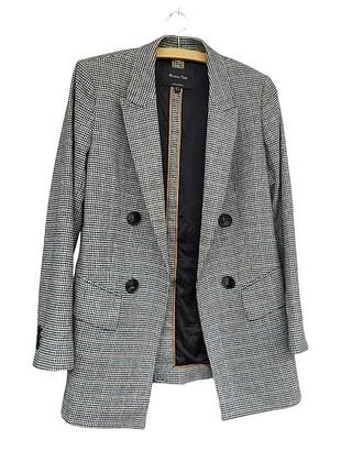 Вовняний жакет massimo dutti в клітинку (56% шерсть, віскоза), р. m / 38