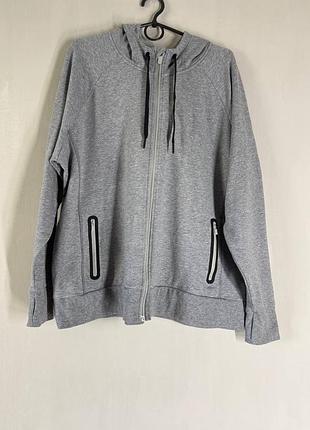 Стильная серая спортивная зип-худи m&amp;s active с карманами и отверстиями для пальцев