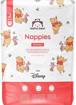 Оригінал італія 🇮🇹 дитячі підгузки amazon brand – mama bear disney ultra dry розмір 2 | 3–6 кг | 84 шт.