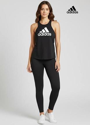 Оригинальная женская спортивная майка adidas размер xs котоновая черная для зала бега фитнеса тренировочная футболка адидас хлопковая беговая а1