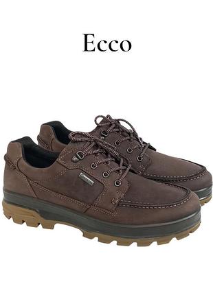 Шкіряні туфлі eco rugged track gore-tex brown nubuck оригінал