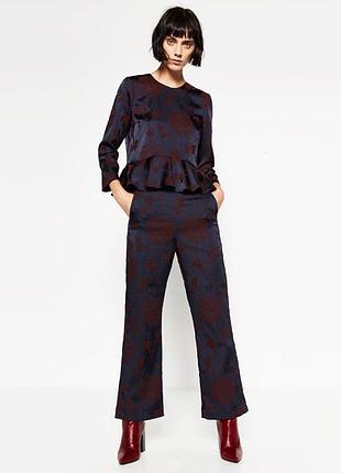 Брюки жіночі zara сині сатинові брюки m