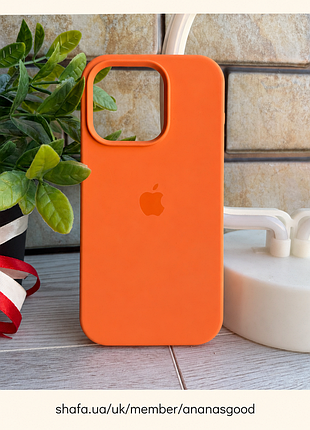 Чохол silicone case iphone 14 pro hermes orange ( силіконовий чохол iphone 14 pro з мікрофіброю)
