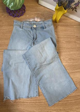 Джинси для дівчинки світлі з високою посадкою на ріст 156 см zara палаццо широкі